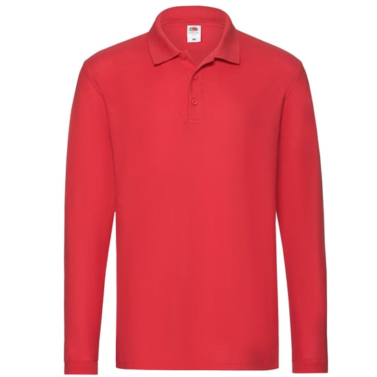 Fruit of the Loom Mens Premium Pique Long-Sleeved Polo Shirt (Red) - Image 1
