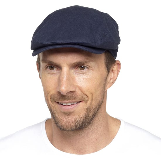 Gorra plana de lino para hombre en crema y denim - Azul denim - Image 2