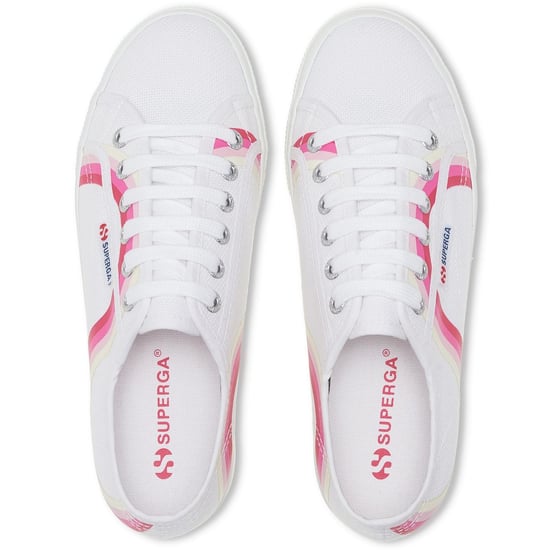 Superga 2790 Round Stripes Cotton Women's White/Shaded Blue Trainers - Image 3