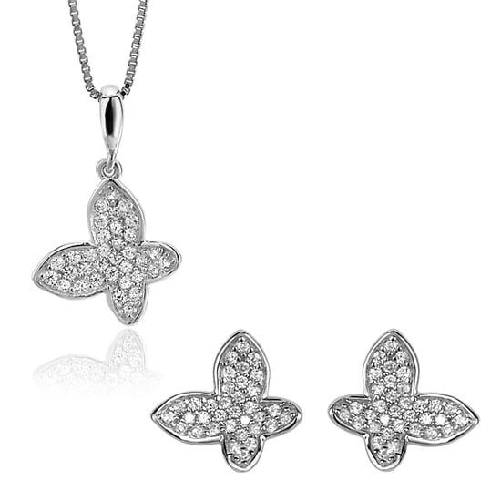 Orphelia 'Jolie ' Women's 925 Sterling Silver Set: Chain-Pendant + Earrings - Silver SET-7044 - Image 1