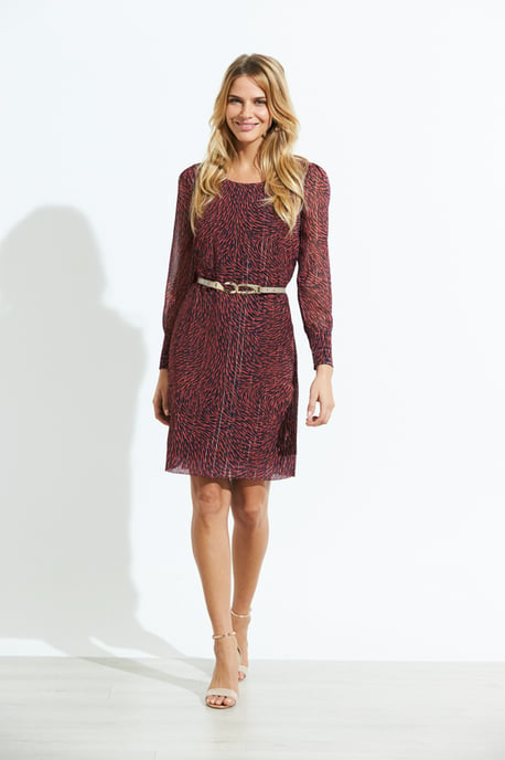 Red & Black Swirl Print Shift Dress