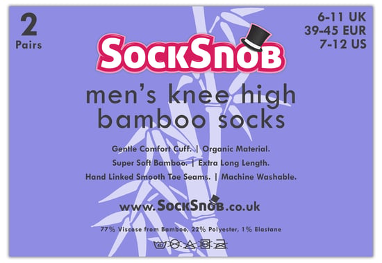 Mens Knee High Bamboo Socks | Sock Snob | 2 Pair Multipack | Breathable | Moisture Wicking - Grey - Image 2