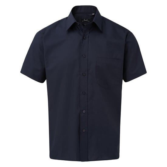 Premier Mens Short Sleeve Poplin Shirt (Navy) - Image 1