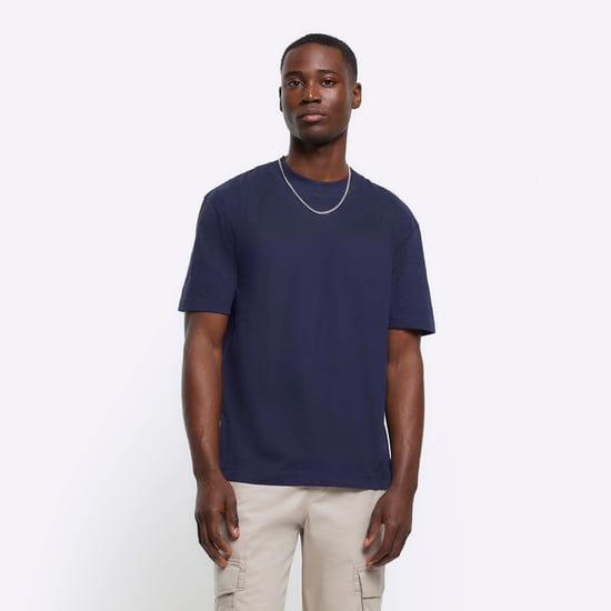 River Island Mens T-Shirt Navy Ri Studio Regular Fit