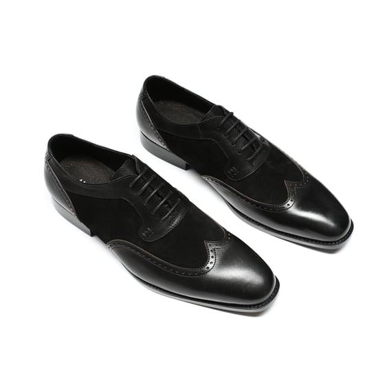 Men's shoe with classic decorative stitching Business shoes Smooth leather Low shoes Black - Image 4