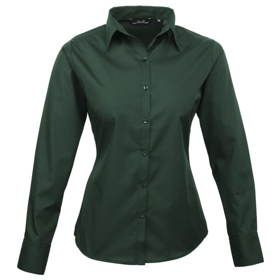 Premier Womens/Ladies Poplin Long Sleeve Blouse / Plain Work Shirt (Bottle)