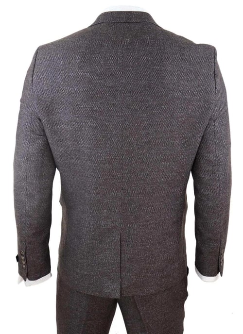Traje de tres piezas de lana marrón para hombre, cruzado, de tweed, Peaky Blinders, años 20 - Image 6