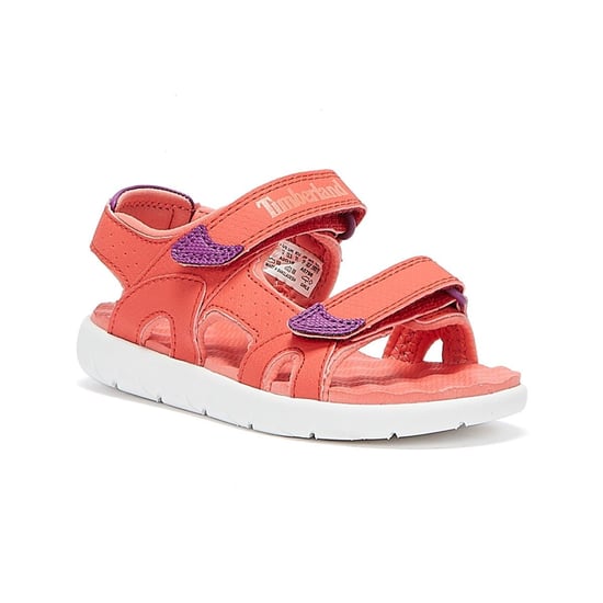 Boys Girls Timberland Perkins Row 2-Strap Youth Dark Pink Sandals - Image 2