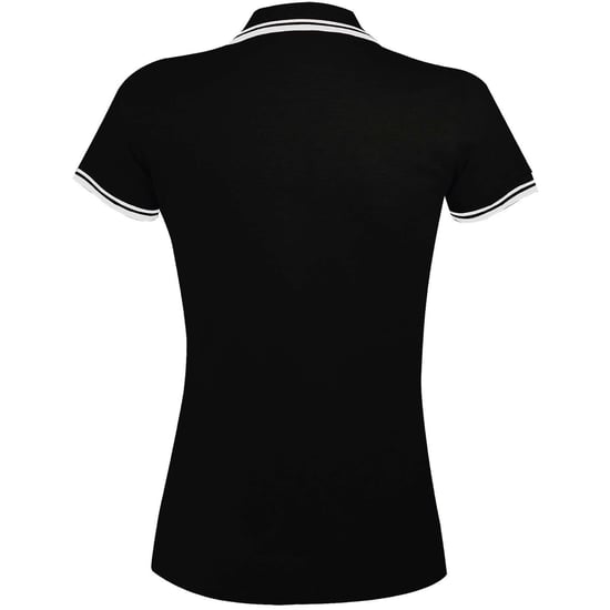 SOLS Womens/Ladies Pasadena Tipped Short Sleeve Pique Polo Shirt (Black/White) - Image 2