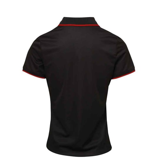 Premier Womens/Ladies Coolchecker Contrast Pique Polo Shirt (Black/Red) - Image 2