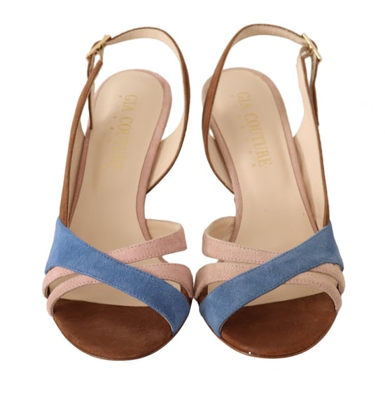 GIA COUTURE Sandalias de tacón de ante multicolor para mujer - Image 5