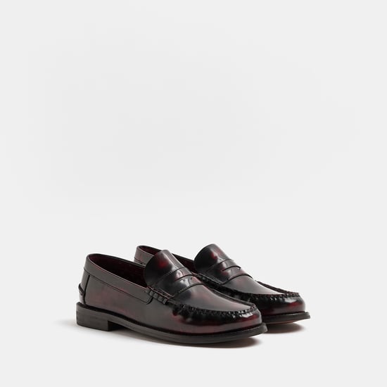 River Island Mens Loafers Slip On Shoes - Red