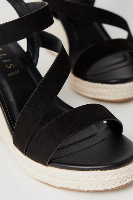 Wide Fit Rosalie Asymmetric Espadrille High Wedge Sandals
