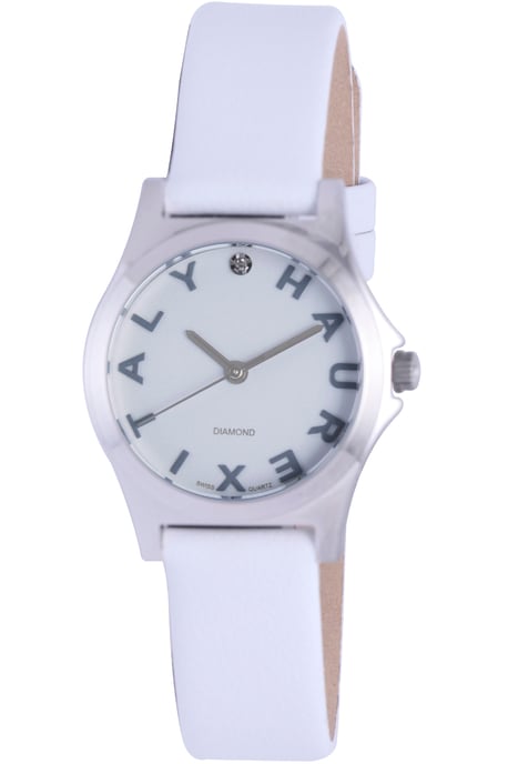 Reloj de Acero Inoxidable para Mujer Haurex Italia 6A505DSW 'Mini City' con Diamantes y Correa de Cuero Blanca - Image 1