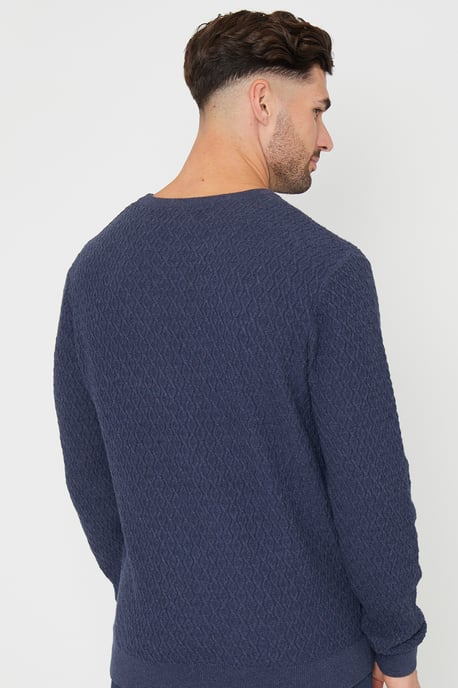 Blue Mini Cable Knit Crew Neck Jumper