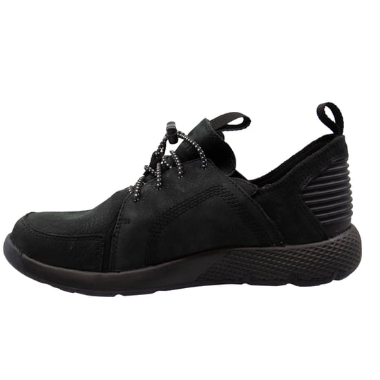 Timberland Flyroam Wedge Black Leather Low Lace Up Juniors Trainers A1J5M