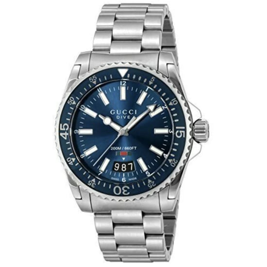 Gucci - Dive Stainless Steel Bracelet Blue Dial Men's Watch - Image 1
