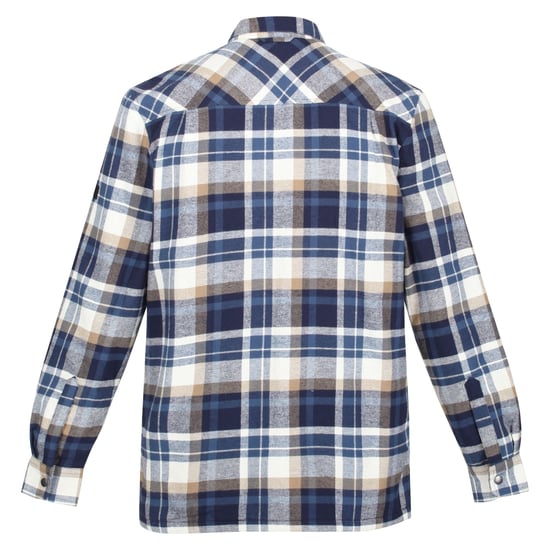Regatta Mens Thamos Checked Long-Sleeved Shirt (Navy/Gold Sand)