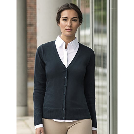 Russell Collection Ladies/Womens V-neck Knitted Cardigan (French Navy) - Image 3