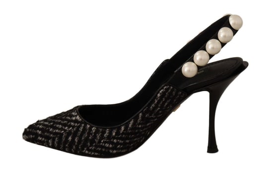 Zapatos de tacón slingback para mujer en negro, gris y perlas de Dolce & Gabbana - Image 2