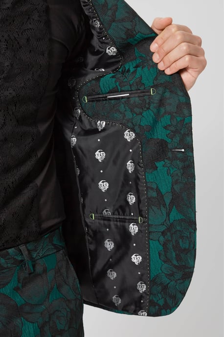Gilmour Skinny Fit Green Floral Jacket
