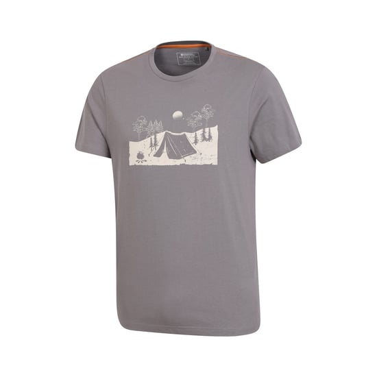 Mountain Warehouse Mens Camping Sketch Organic T-Shirt (Grey) - Image 3