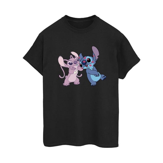 Disney Womens/Ladies Lilo & Stitch Kisses Cotton Boyfriend T-Shirt (Black) - Image 1