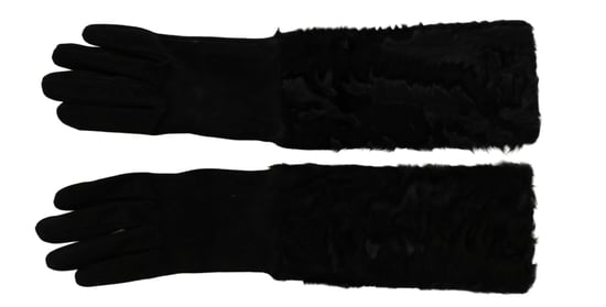 Guantes de Suede de Piel de Perca Negra hasta el Codo para Mujer de Dolce & Gabbana - Image 4