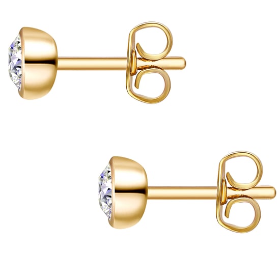 Set (necklace + stud earring) sterling silver yellow gold embellished with swarovski crystals® white Rafaela Donata - Image 3