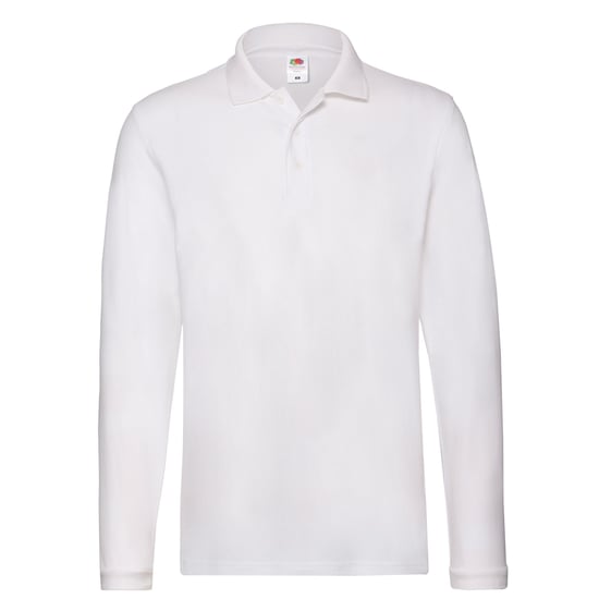 Fruit of the Loom Mens Cotton Pique Long-Sleeved Polo Shirt (White) - Image 1