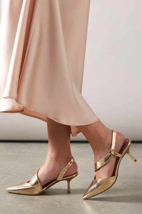 Wallis Womens Court Heel Beige Mid Stiletto Pointed Toe Occasion Strap - Image 4