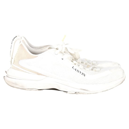 Lanvin L-I Lace-Up Sneakers in White Mesh - Image 1