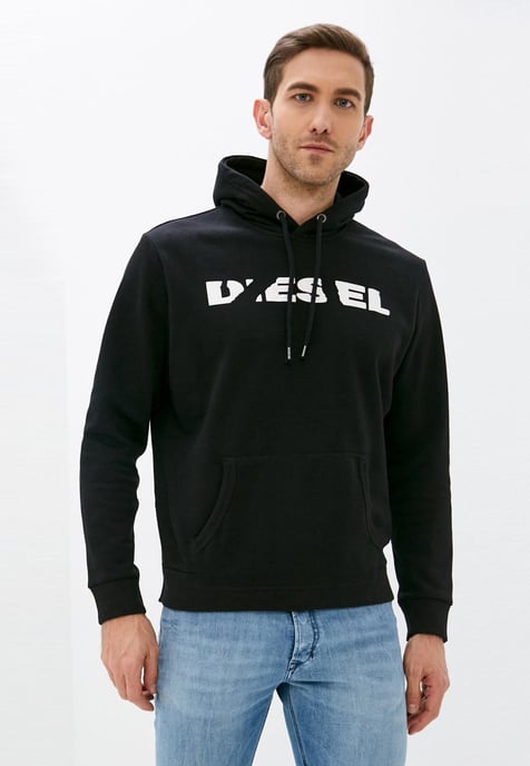 Sudadera con capucha para hombre Diesel S Agnes BRO en negro - Image 1