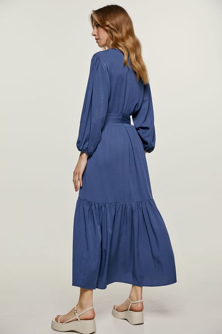 Navy Midi Dress with Ties