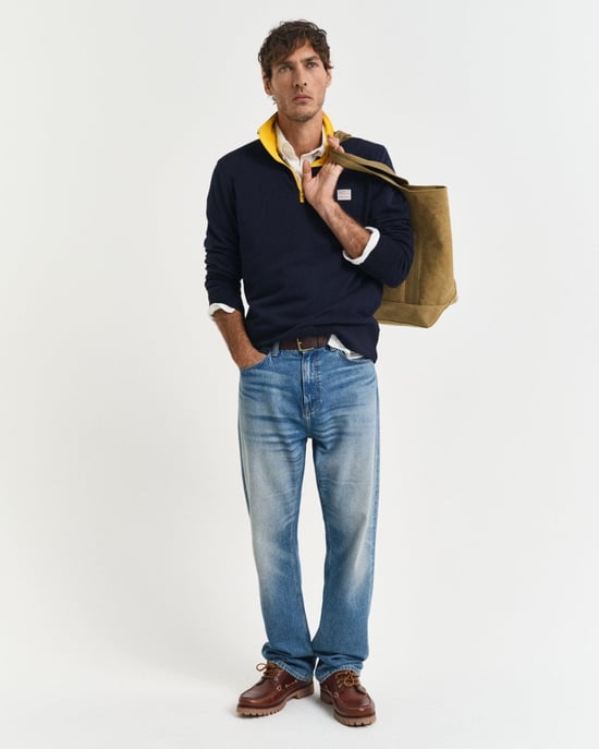 GANT Mens Contrast Half Zip Sweatshirt