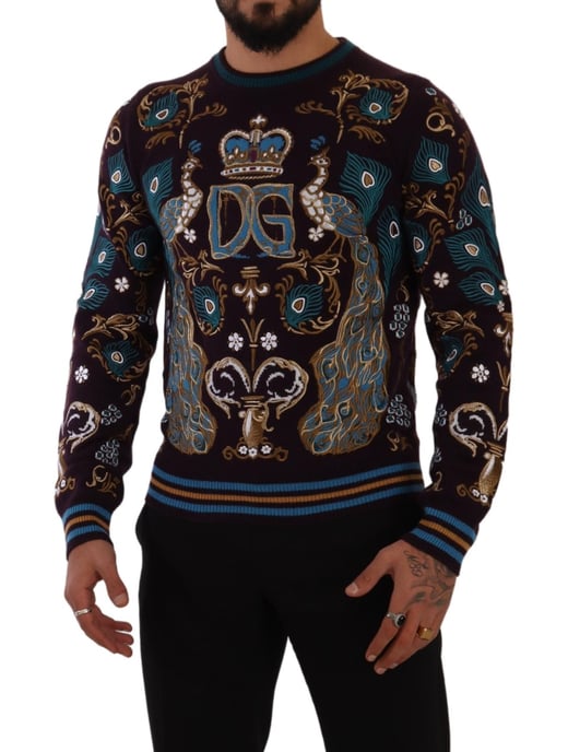 Suéter Bordo de Cachemira para Hombre Dolce & Gabbana con Bordado de Corona DG - Image 5