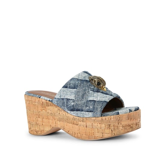 Kurt Geiger London Denim Kensington Wedge Mule Heels