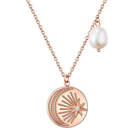 Necklace stainless steel rose gold freshwater cultured pearl white preciosa white Valero Pearls - Image 1