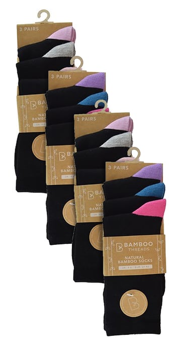 12 Pares Multipack Womens Bamboo Trainer Socks | Low Cut Cushioned Ankle Socks - Pack 1 - Image 2
