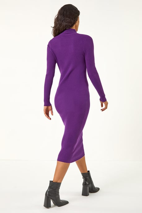 Dusk Button Detail Knitted Midi Dress - Image 4