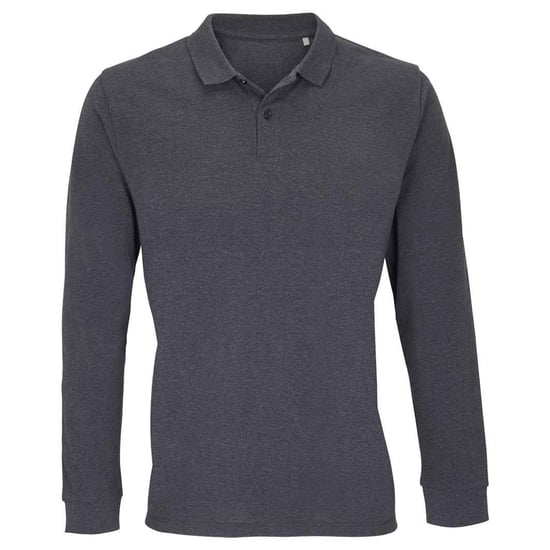 SOLS Unisex Adult Planet Long-Sleeved Polo Shirt (Charcoal Melange) - Image 1