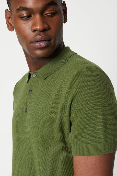Moss Stitch Knitted Polo