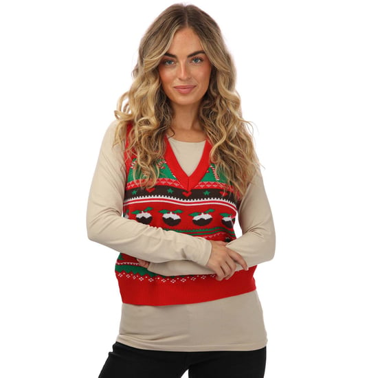 Women's Brave Soul Jacquard Knit Christmas Tank in Red