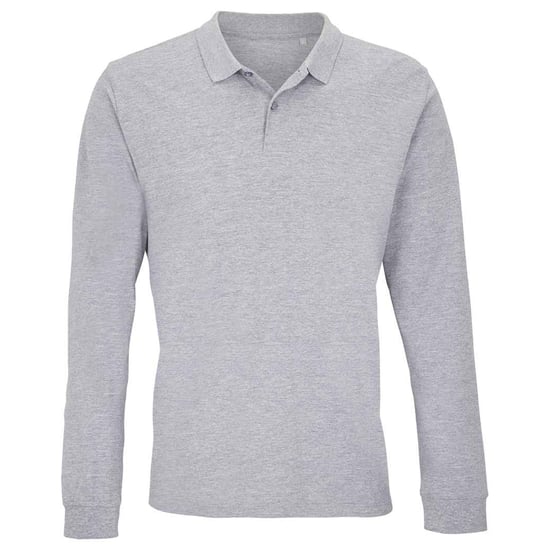 SOLS Unisex Adult Planet Long-Sleeved Polo Shirt (Grey Melange) - Image 1