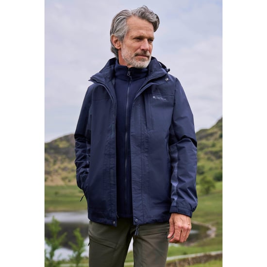 Mountain Warehouse Mens Thunderstorm 3 in 1 Waterproof Jacket (Dark Blue) - Image 1