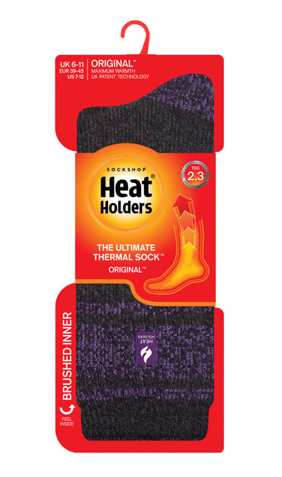 Calentadores - Calcetines térmicos extra gruesos para hombre | Calcetines aislantes de vellón esponjoso | Regalos para hombre - Carbón / Morado (Atenas) - Image 2