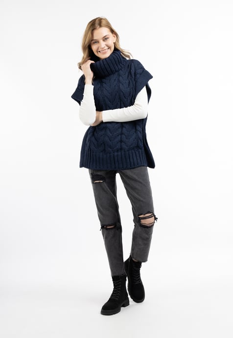 Dreimaster Knitted vest women marine - Image 2