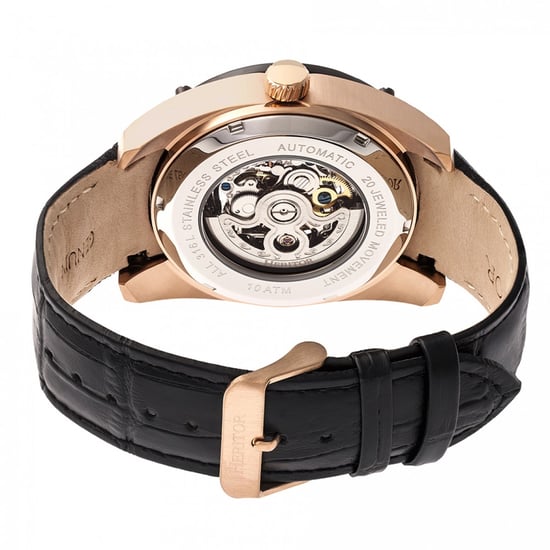 Heritor Automatic Daniels Semi-Skeleton Leather-Band Watch