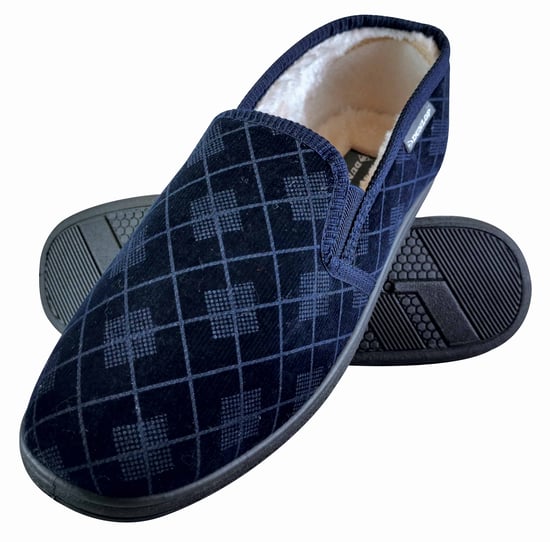 DUNLOP - PANTUFLAS MOCASÍN CON SUELA RÍGIDA PARA HOMBRE FORRADAS DE FELPA Y ESPUMA VISCOELÁSTICA A CUADROS ESCOCESES - Image 1