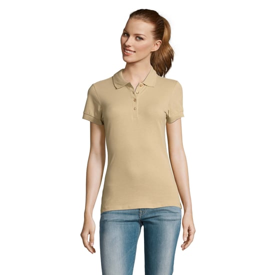SOLS Womens/Ladies Passion Pique Short Sleeve Polo Shirt (Sand) - Image 4